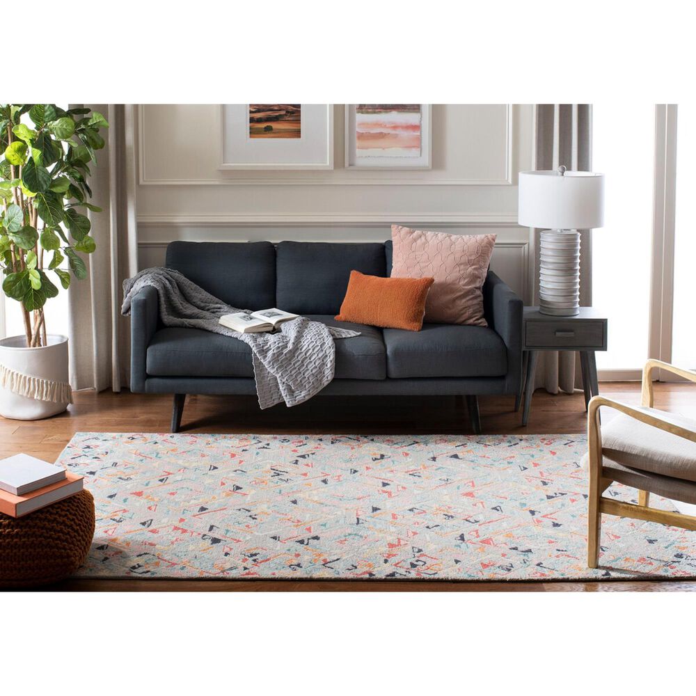 Safavieh Micro-Loop 4&#39; x 6&#39; Gray and Pink Area Rug, , large