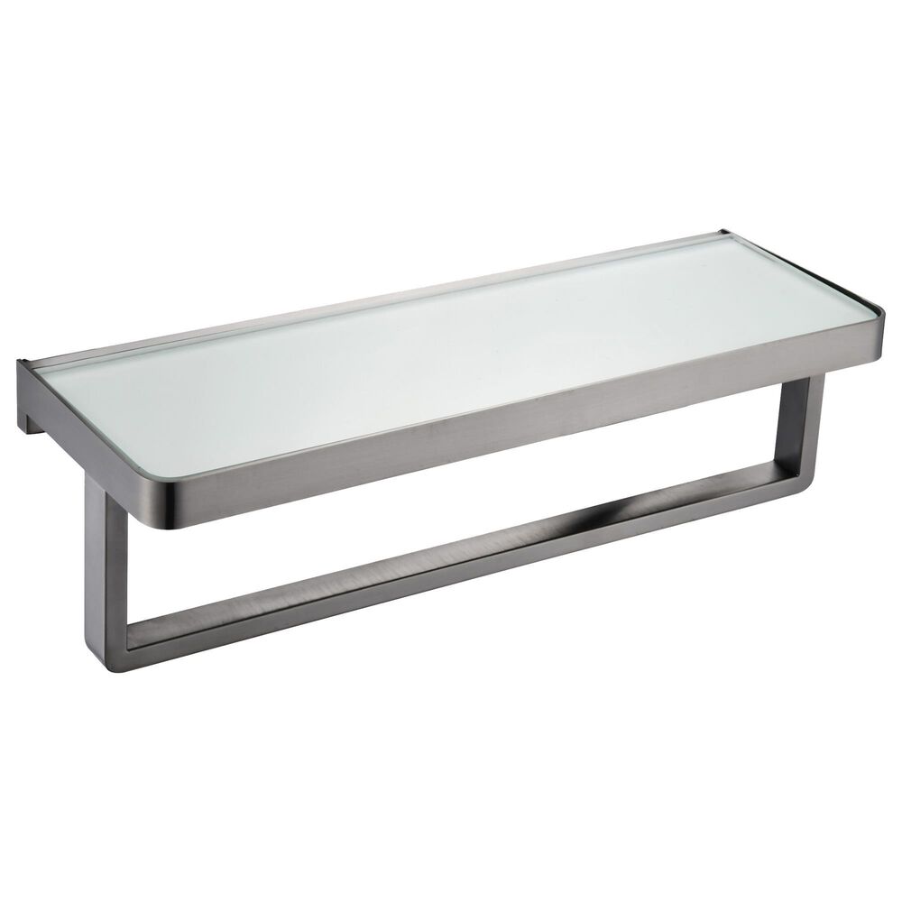 Lexora Home Bagno Bianca Towel Bar with Glass Shelf in Brushed Nickel and White, , large