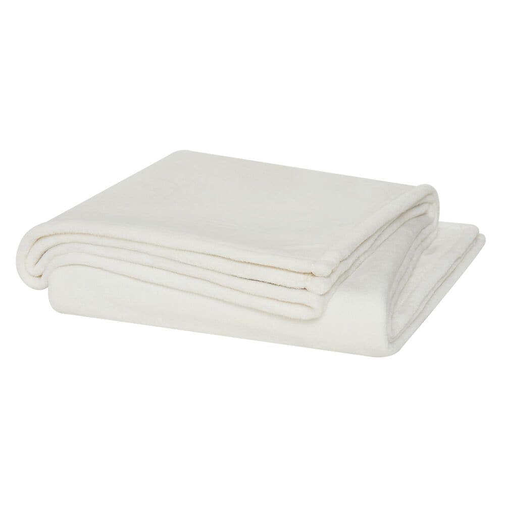 Pem America Cannon Solid Plush 60" x 80" Throw in Ivory, , large