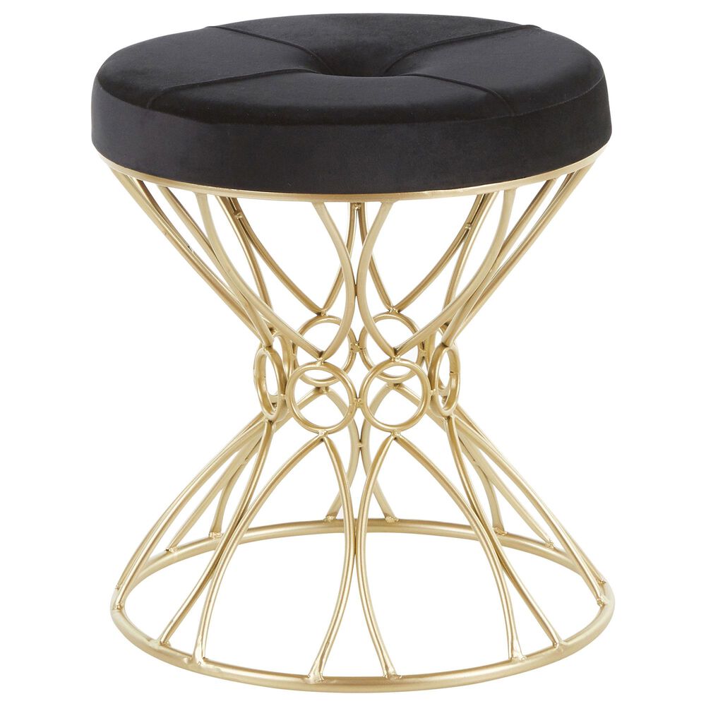 Lumisource Jasmine Vanity Stool in Black and Gold, , large