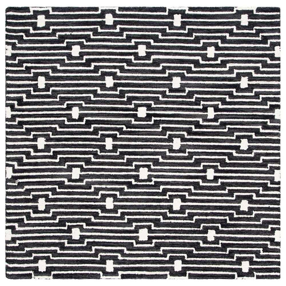 Safavieh Micro-Loop MLP166H 5" Square Charcoal and Ivory Area Rug, , large
