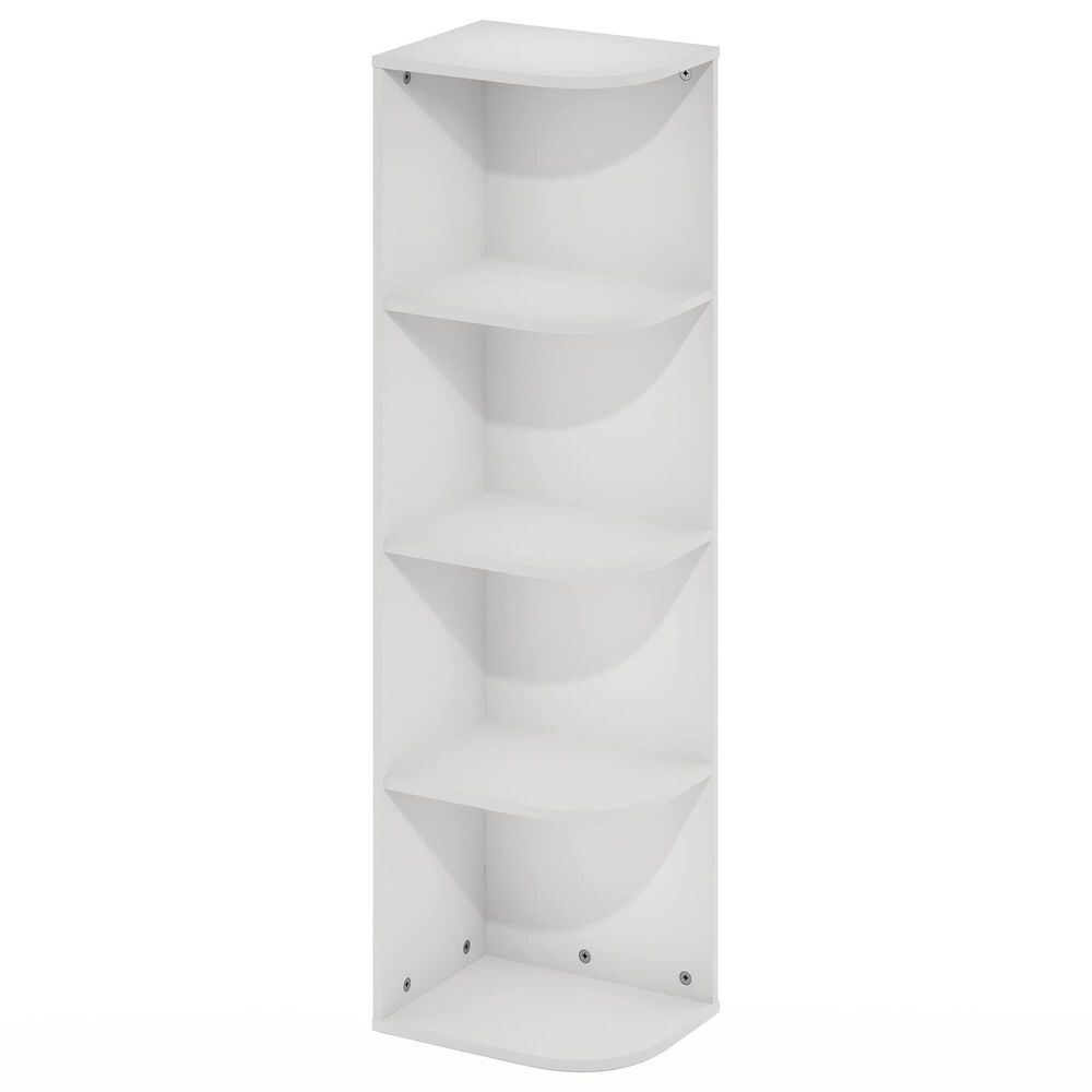 HOMLUX 4-Tier Corner Open Shelf Bookcase in White, , large