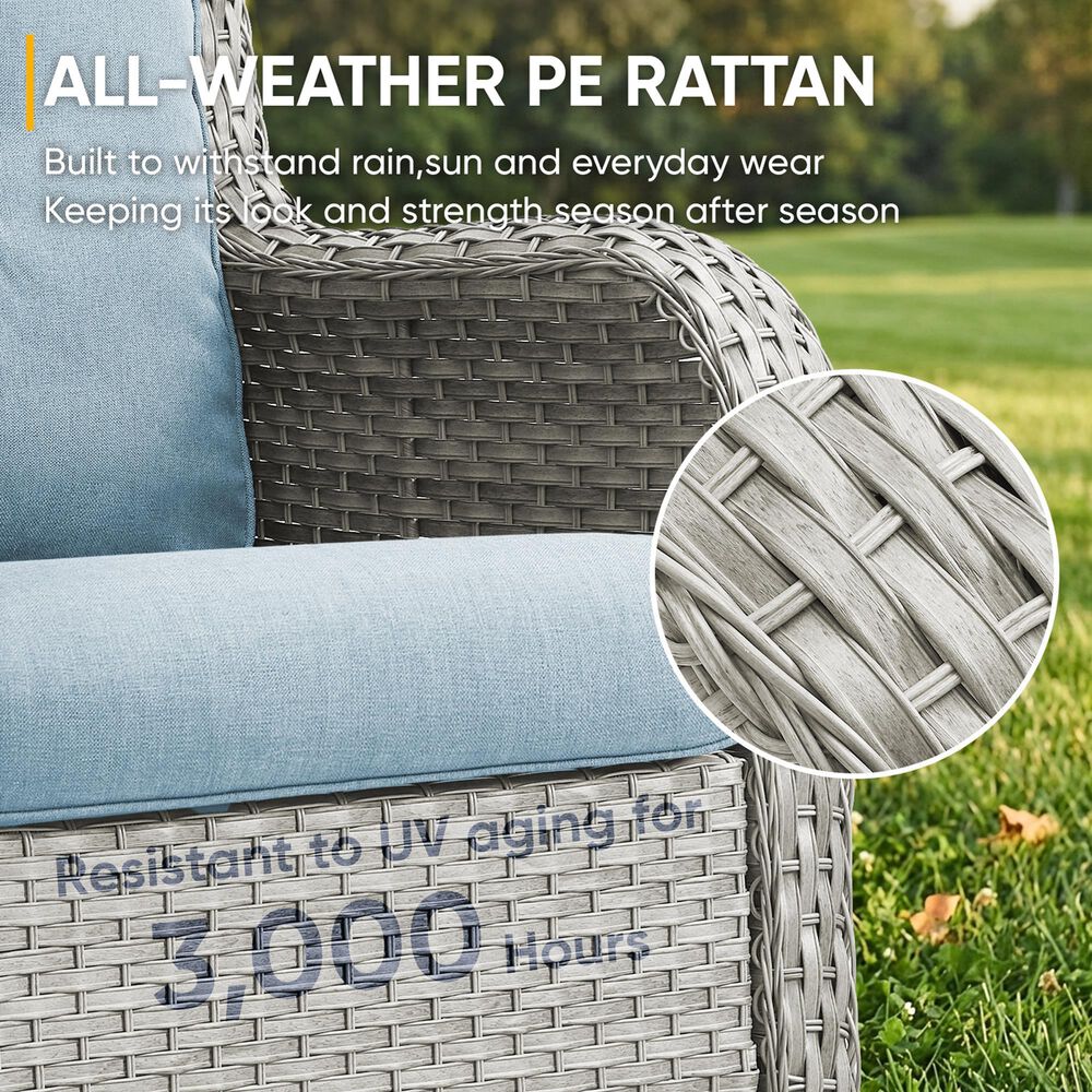 Sunwell Garden Patio Loveseat with Grayish White Frame in Blue, , large