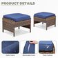 Hearth and Haven Patio Wicker Ottoman with Open Base Design in Blue (Set of 2), , large