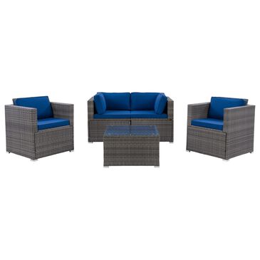 CorLiving Parksville 5-Piece Patio Sectional Set in Blended Grey and Oxford Blue, , large