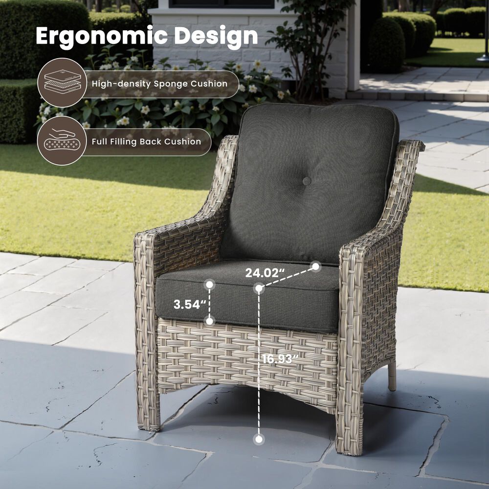 HOMLUX Outdoor Arm Chair in Black (Set of 2), , large