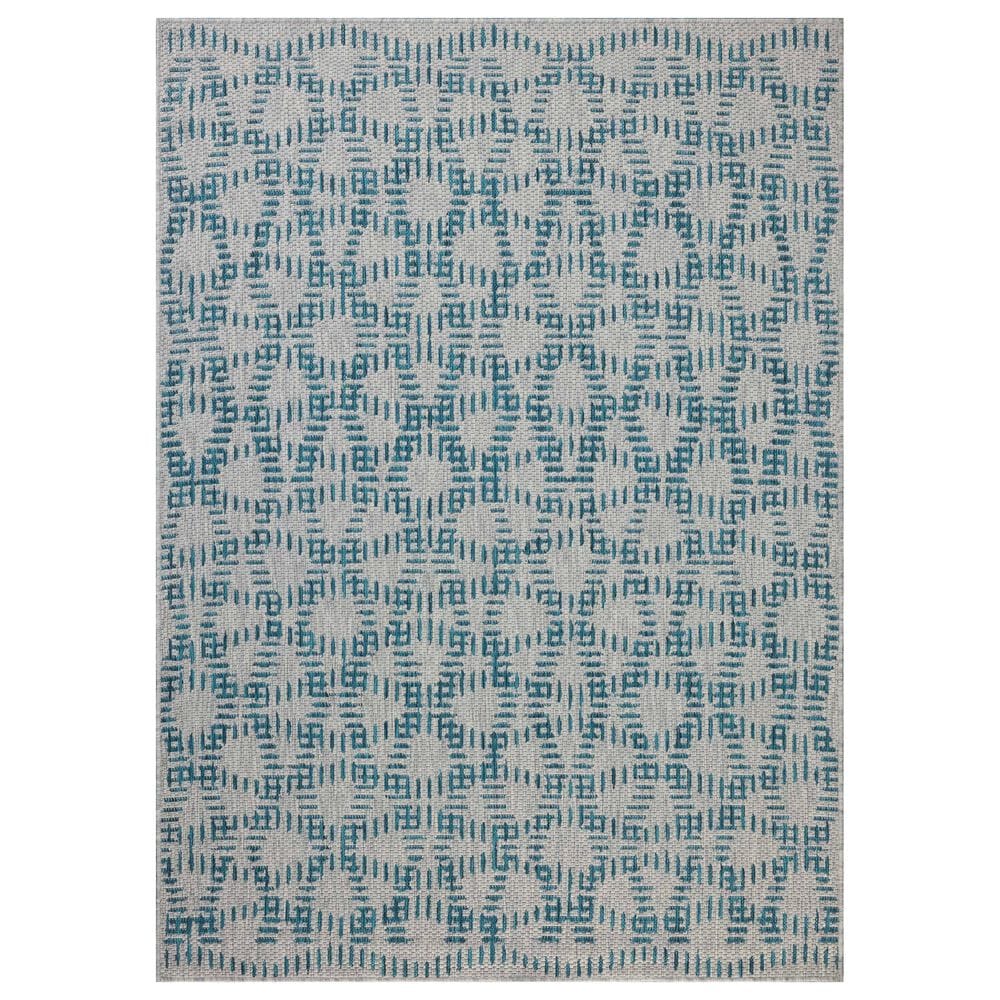 Loloi Easton Fog and Teal 4" x 6" Indoor/Outdoor Area Rug, , large