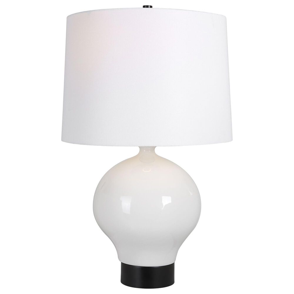 Uttermost Collar Table Lamp in White and Satin Black, , large