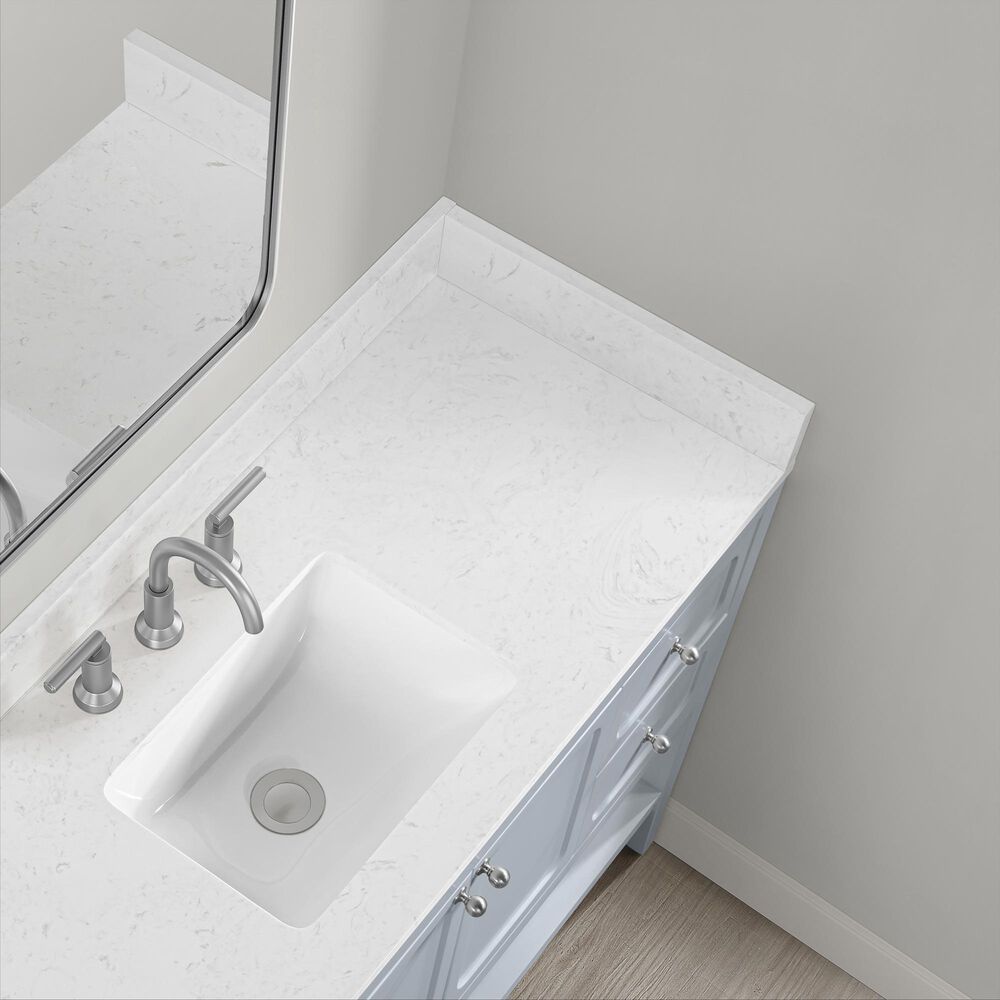 37B Ravello 48" Single Bathroom Vanity Cabinet in Soft Blue with Marble Top and Backsplash, , large