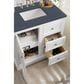 James Martin Vanities De Soto 36" Single Bathroom Vanity in Bright White with 3 cm Charcoal Soapstone Quartz Top and Rectangular Sink, , large