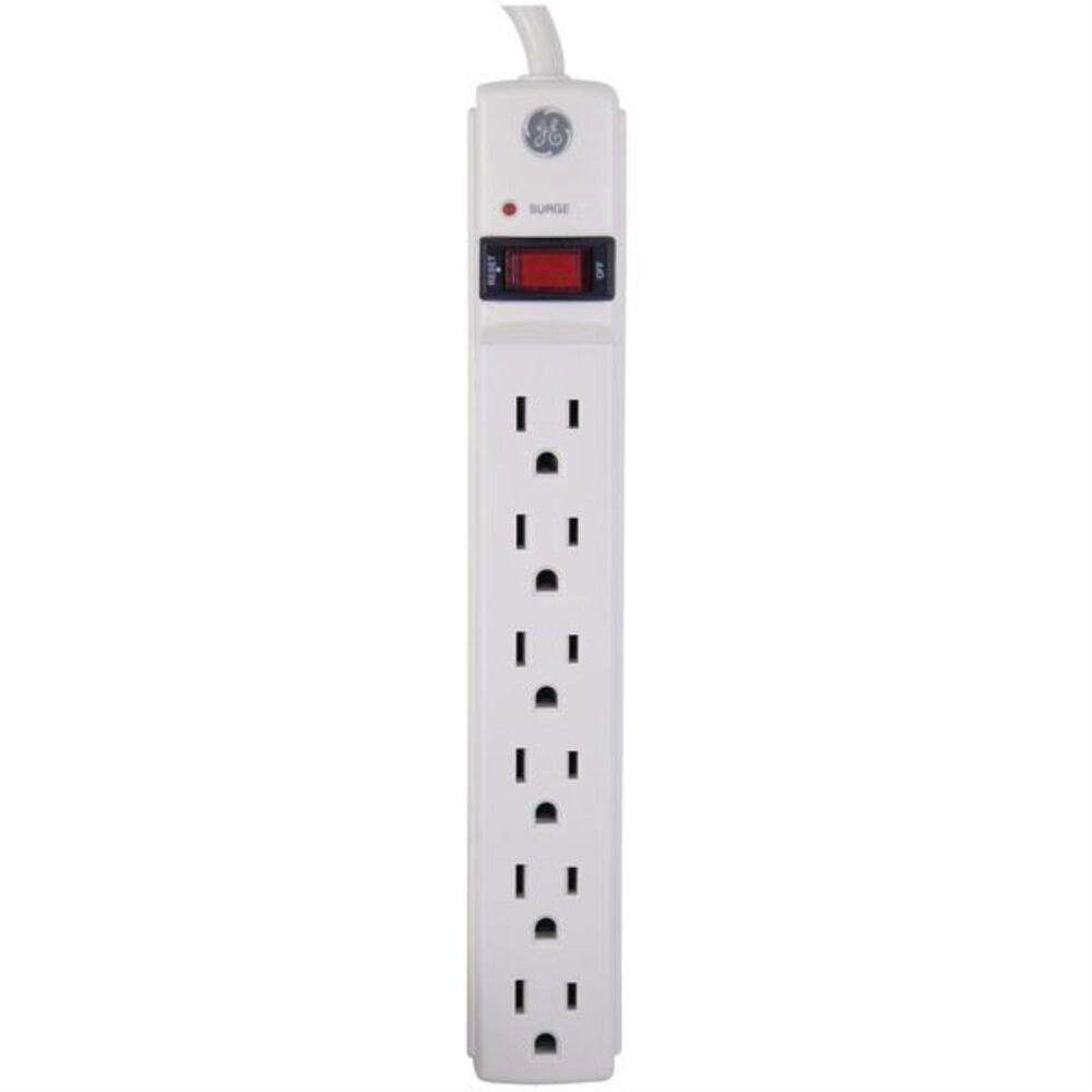 GE 6 Outlet Surge Protectors in White - Pack of 2, , large