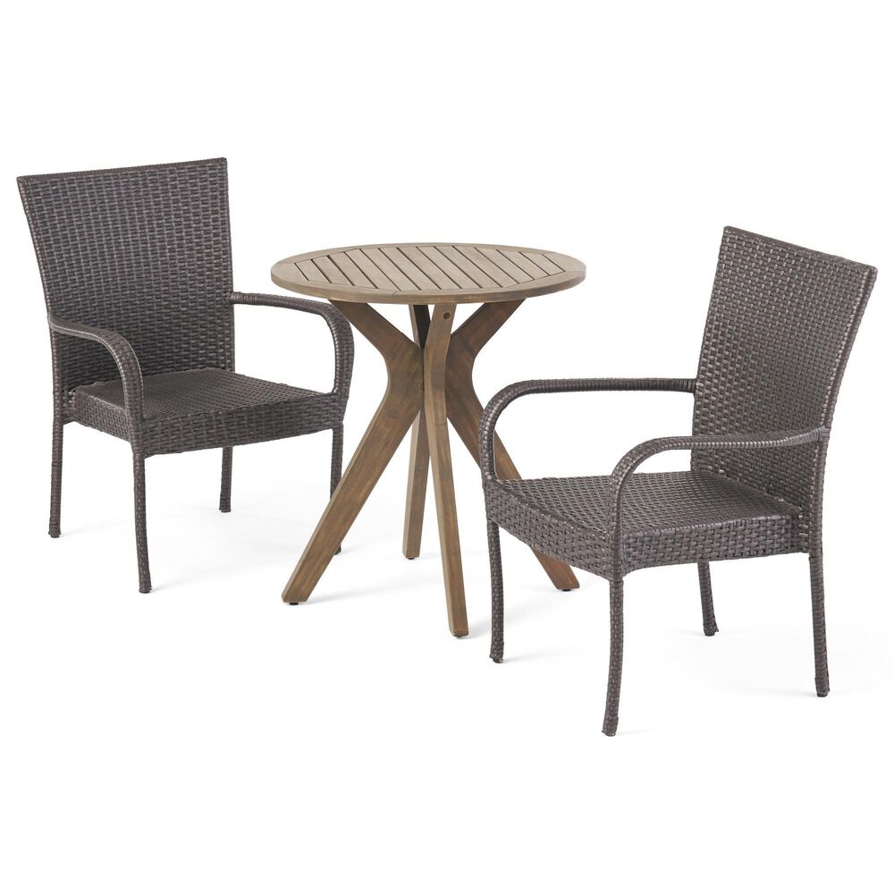 Noble House Sanders 3-Piece Patio Bistro Set in Gray, , large