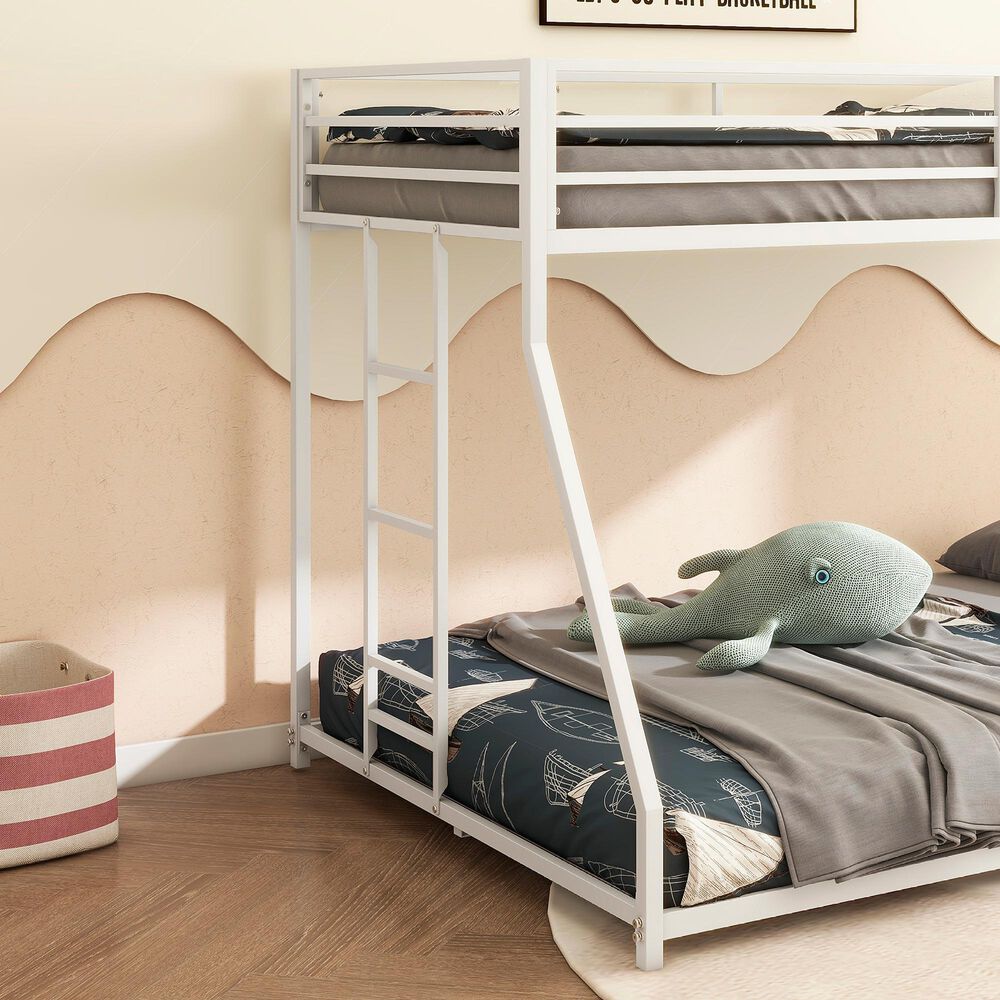 Hearth and Haven Adam Twin over Full Bunk Bed in White, , large