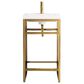 James Martin Vanities Boston 20" Single Bathroom Vanity in Radiant Gold with 3 cm White Glossy Resin Countertop and Rectangular Sink, , large