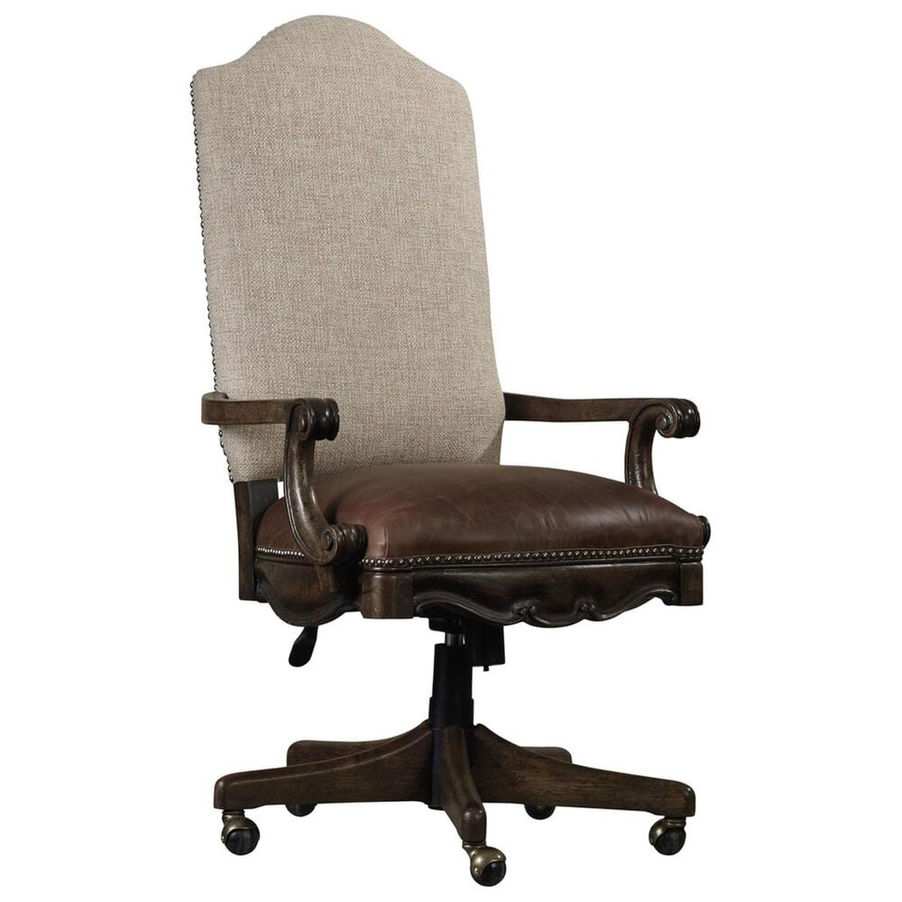 Hooker Furniture Rhapsody Swivel Tilt Chair in Beige and Medium Wood, , large