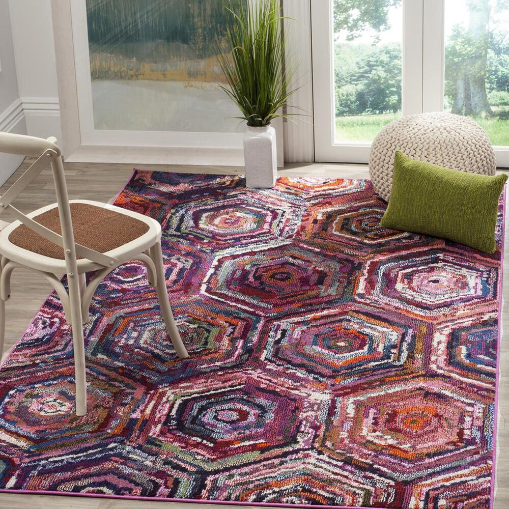 Safavieh Monaco MNC224D-4 4" x 5"7" Pink/Multi Area Rug, , large