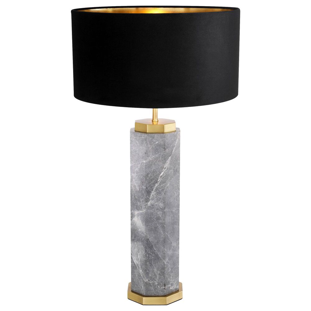 Eicholtz Newman Table Lamp in Grey Marble and Antique Brass, , large