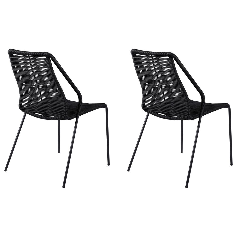 Blue River Clip Outdoor Dining Chair with Black Rop in Black (Set of 2), , large