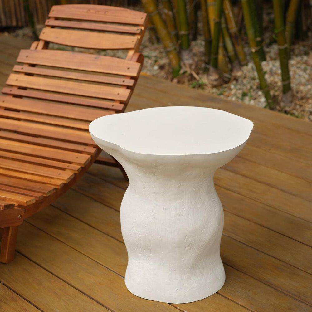Splendor Living Ridgefield Fiber Glass Indoor/Outdoor Side Table in Cream, , large