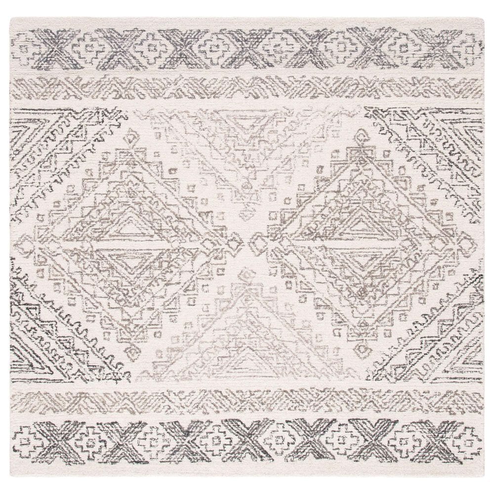 Safavieh Micro-Loop 5" Square Ivory and Light Brown Area Rug, , large