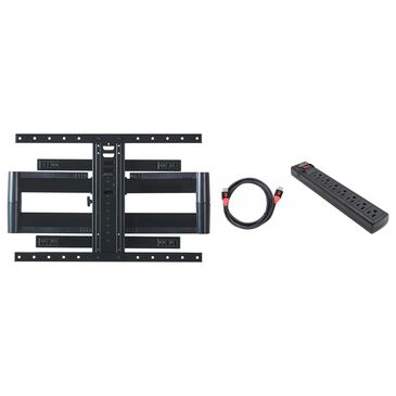 Sanus Full-Motion Wall Mount for 42" - 90" TVs in Black with Red 6" HDMI Cable and Black 7-Outlet Surge Protector Power Strip, , large