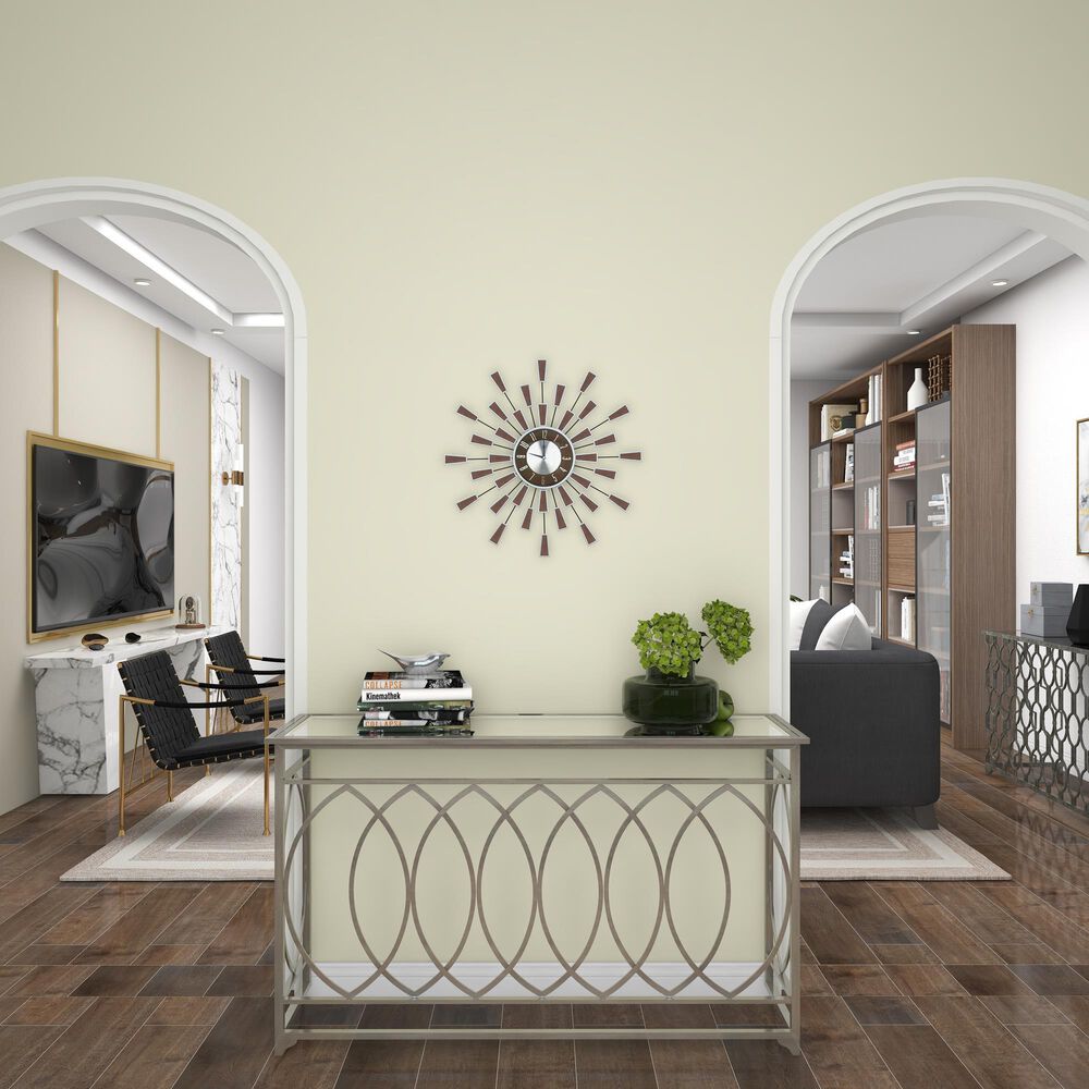 Maple and Jade Wall Clock in Silver and Black, , large