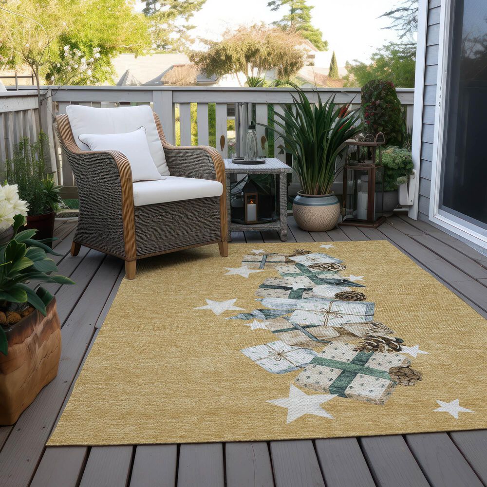 Dalyn Rug Company Wonderland WN33 3&#39; x 5&#39; Gold Indoor/Outdoor Area Rug, , large