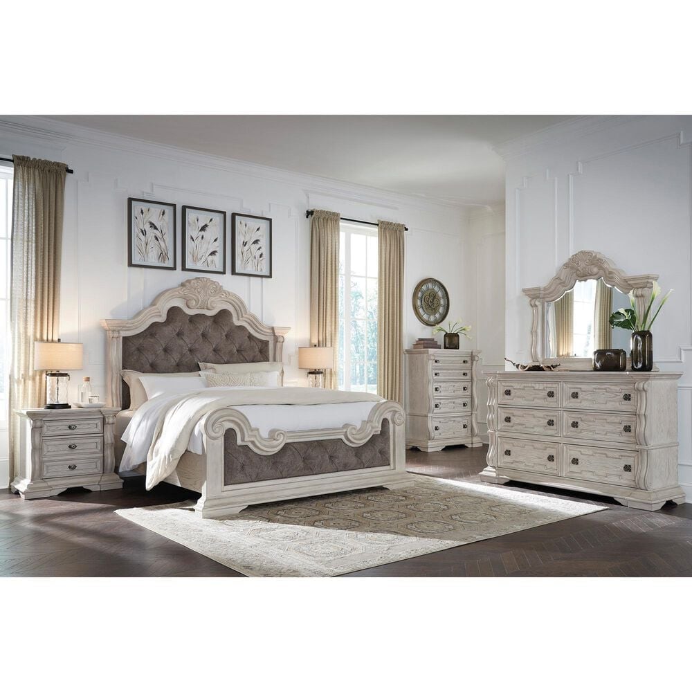 Ashley Bruchandi California King Upholstered Panel Bed in Antique White, , large