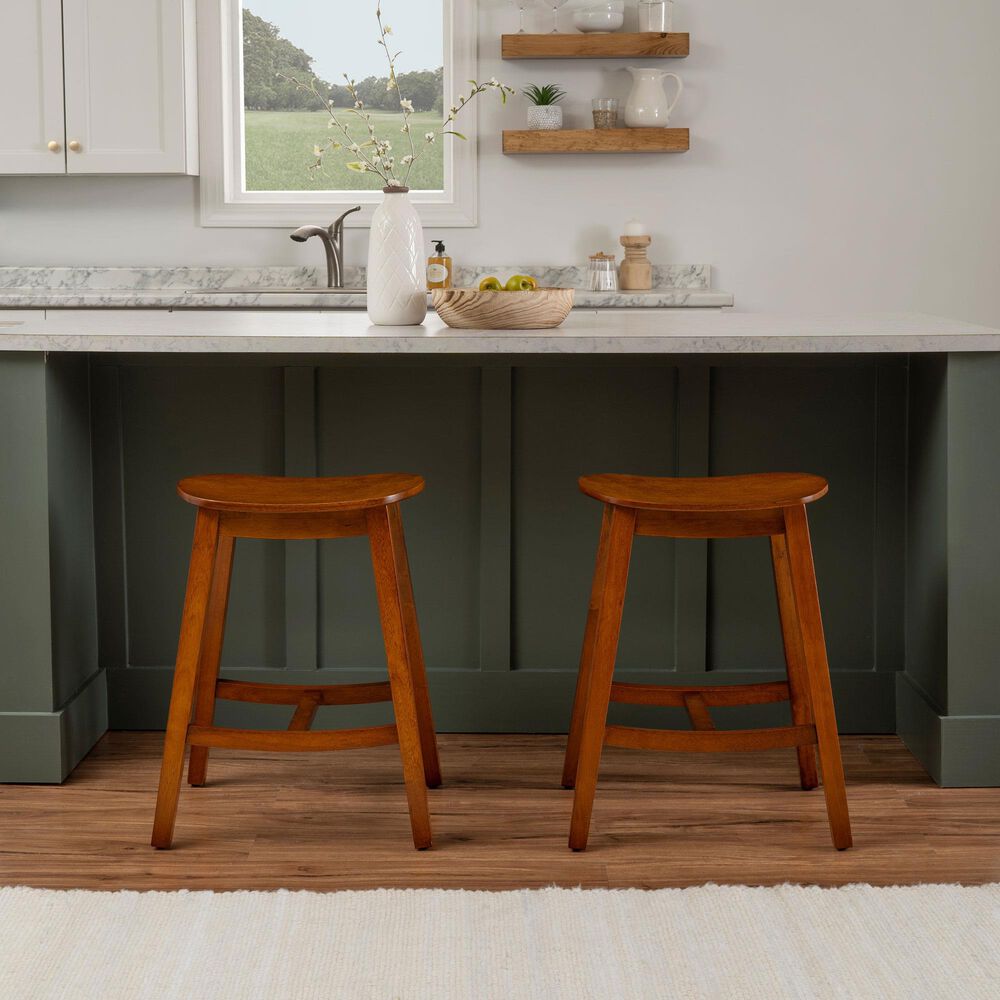 Linon Home Decor Culver Counter Stool in Brown (Set of 2), , large
