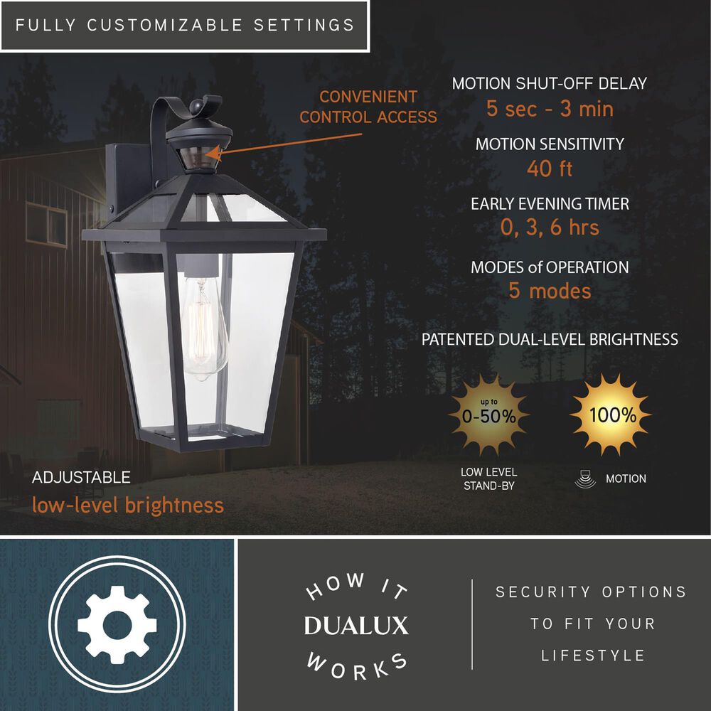 Vaxcel Derby 1-Light Outdoor Motion Sensor Wall Mount in Matte Black, , large