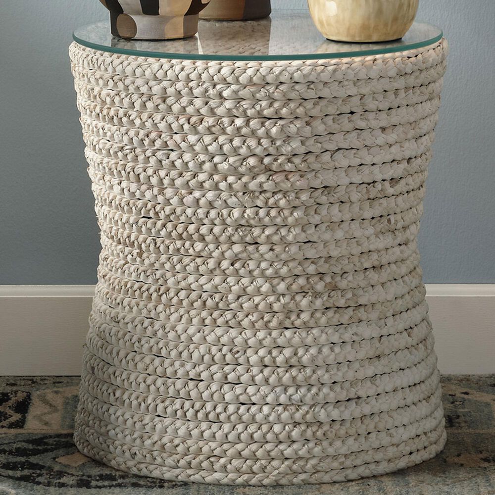 Splendor Living Sheffield Braided Accent Side Table in Natural, , large