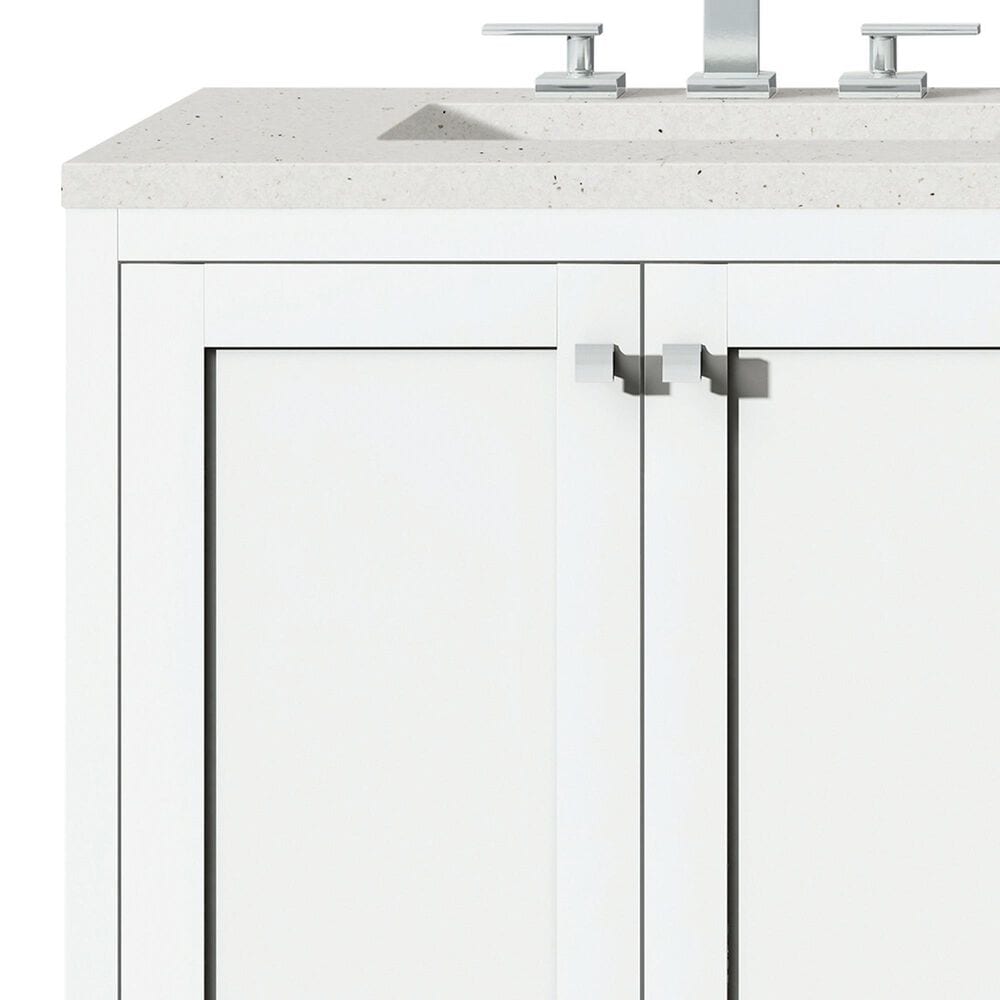 James Martin Vanities Addison 72&quot; Double Bathroom Vanity in Glossy White with 3 cm Lime Delight Quartz Top and Rectangular Sinks, , large