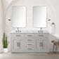 Lexora Home Abbey 60" Double Bathroom Vanity in White Oak with 2 cm White Carrara Marble Top and Rectangular Sinks, , large