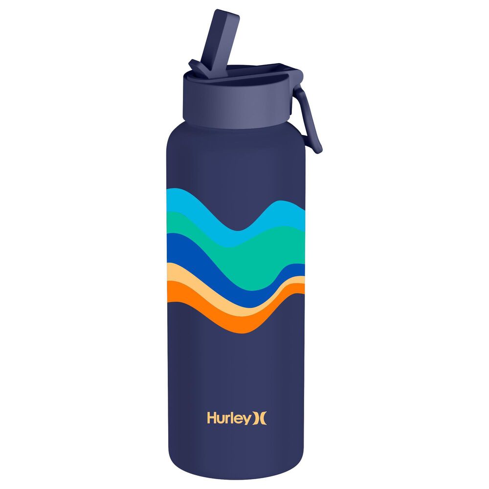 Hurley 32 Oz Oasis Zen Bottle with Straw Cap in Navy Wave, , large