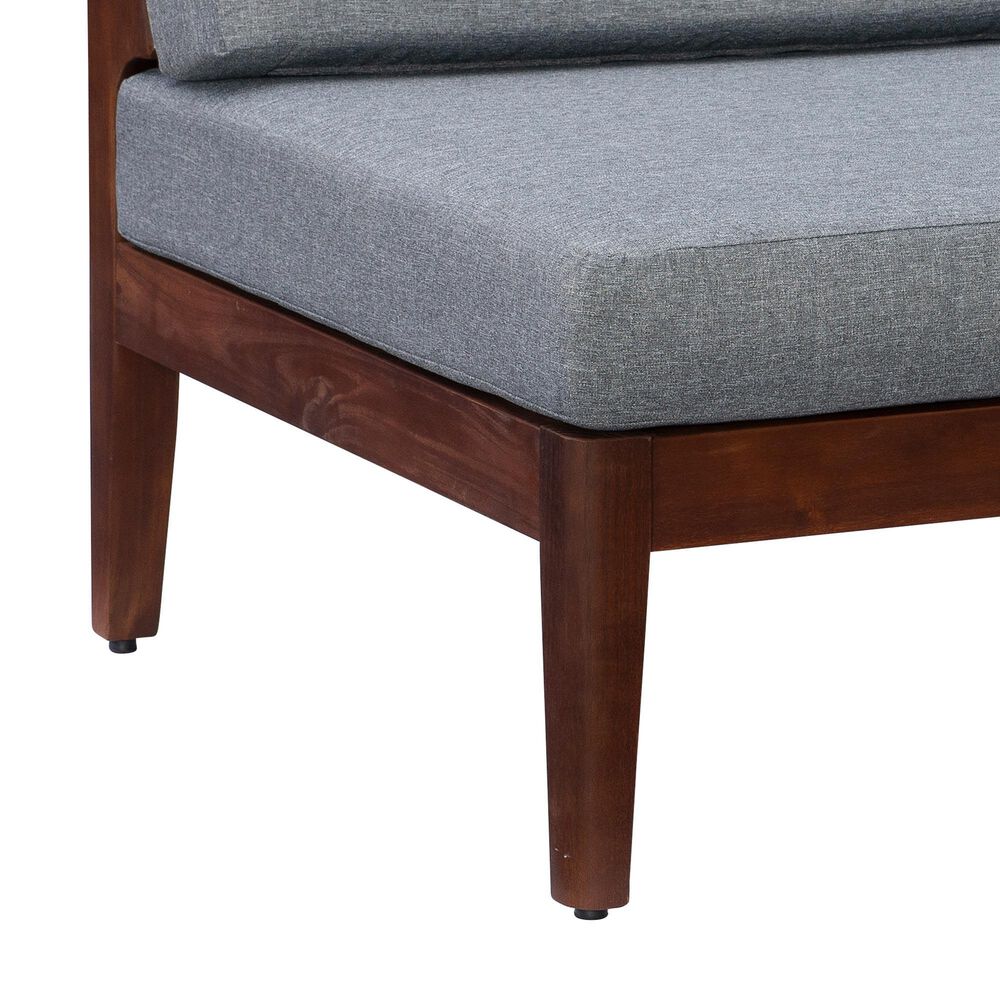 Linon Home Decor Summerlyn Patio Middle Chair with Walnut Frame in Grey, , large