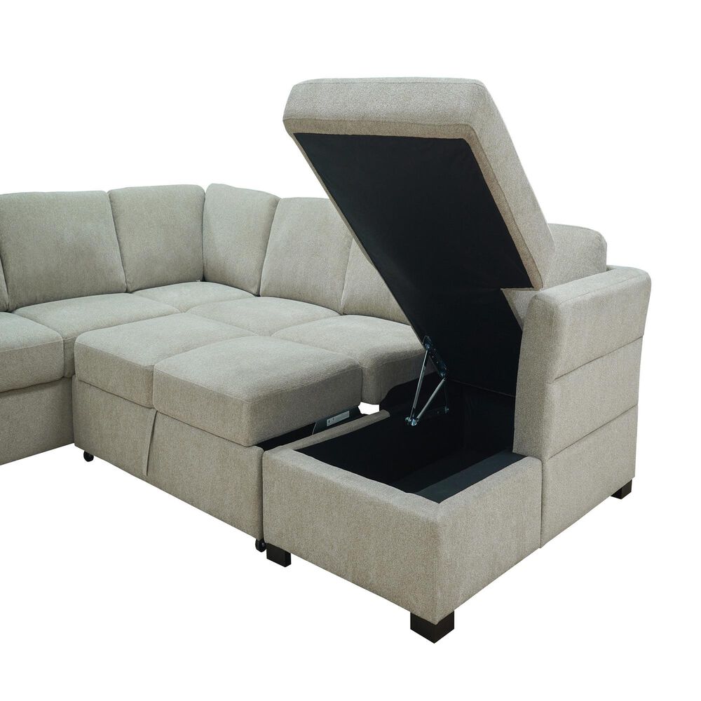 37B Breanne 3-Piece Right Facing Sleeper Sectional with Chaise in Gabbana Khaki, , large