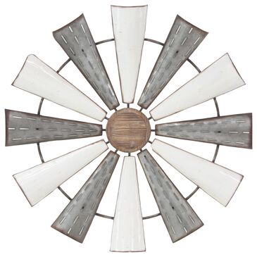 Maple and Jade 31" x 31" Farmhouse Pinwheel Wall Decor in White and Gray, , large