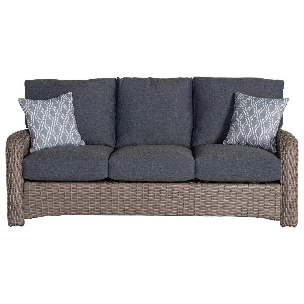 Serenity Saint Tropez Stationary Outdoor Sofa in Rumba Marine and Stone, , large