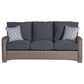 Serenity Saint Tropez Stationary Outdoor Sofa in Rumba Marine and Stone, , large