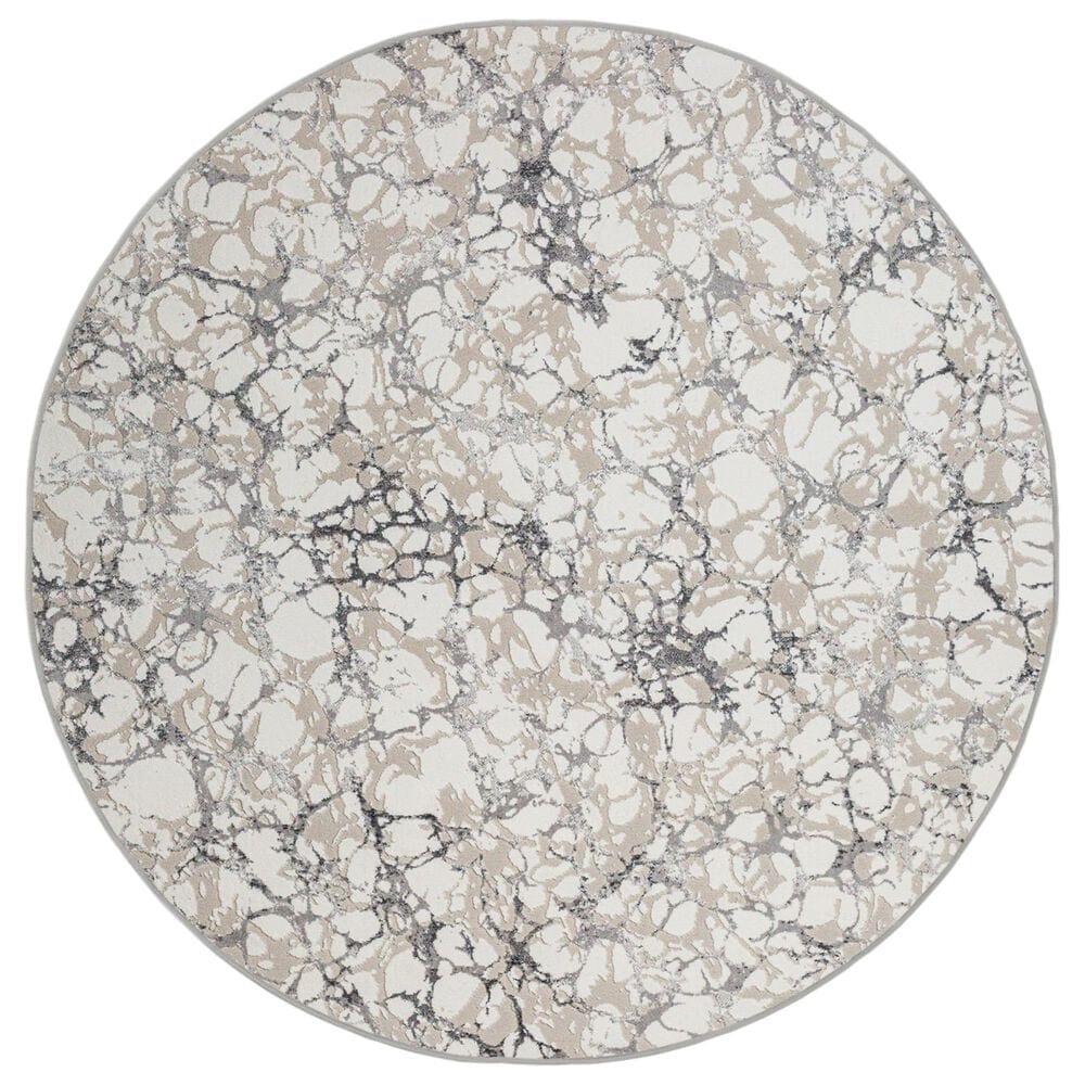 Radici USA Livigno Contemporary 7"10" Round Grey Area Rug, , large