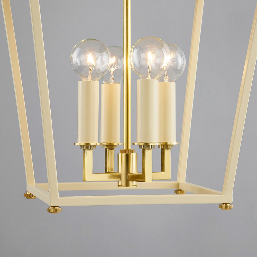 Hudson Valley Lighting Natick 12.5" 4-Light Lantern in Aged Brass and Soft Sand, , large