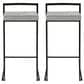 LumiSource Fuji 34" Stacker Bar Stool with Light Grey Cowboy Upholstery in Black (Set of 2), , large