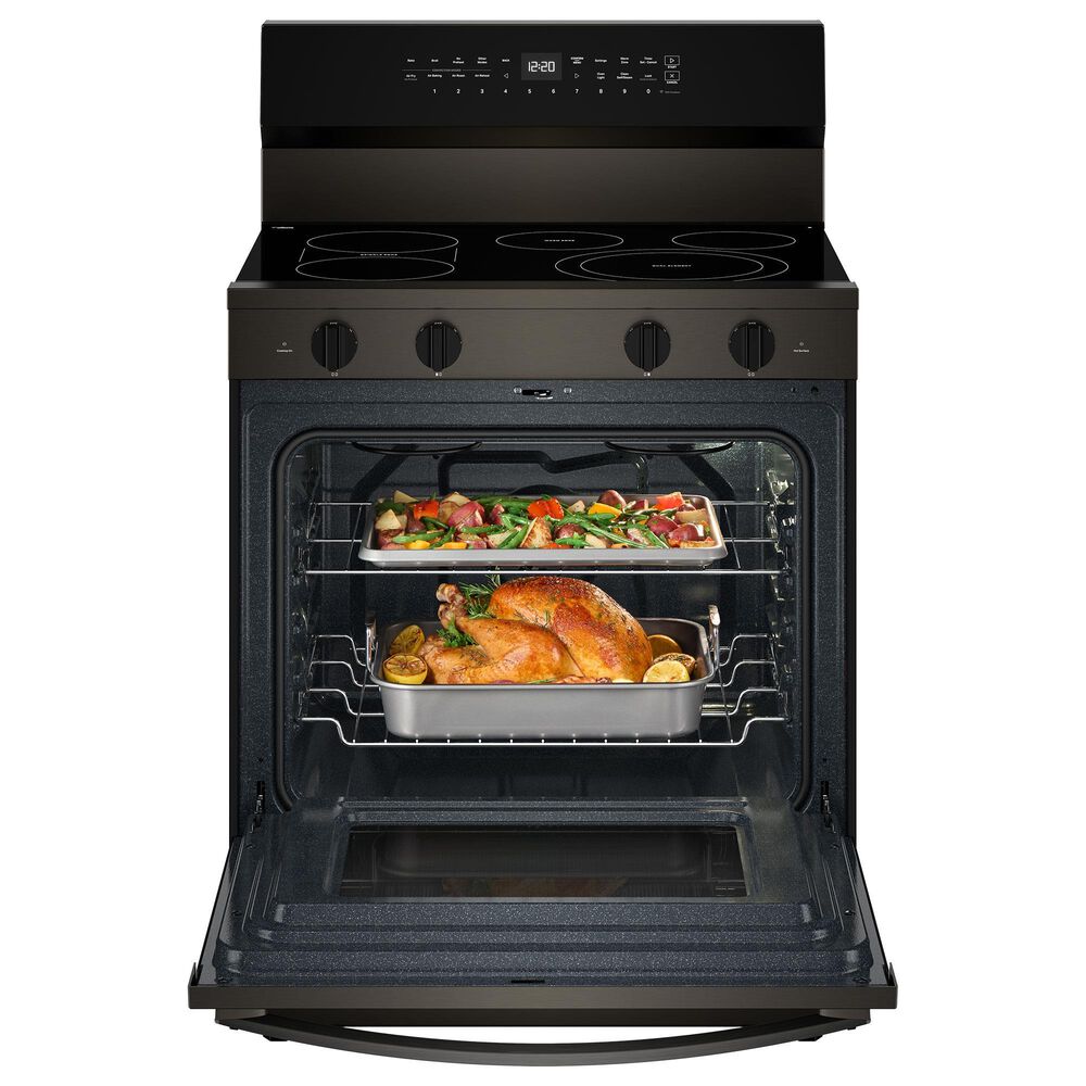 Whirlpool 5.3 Cu. Ft. Freestanding Smart Electric Range with Air Cooking Technology in Black Stainless Steel, , large
