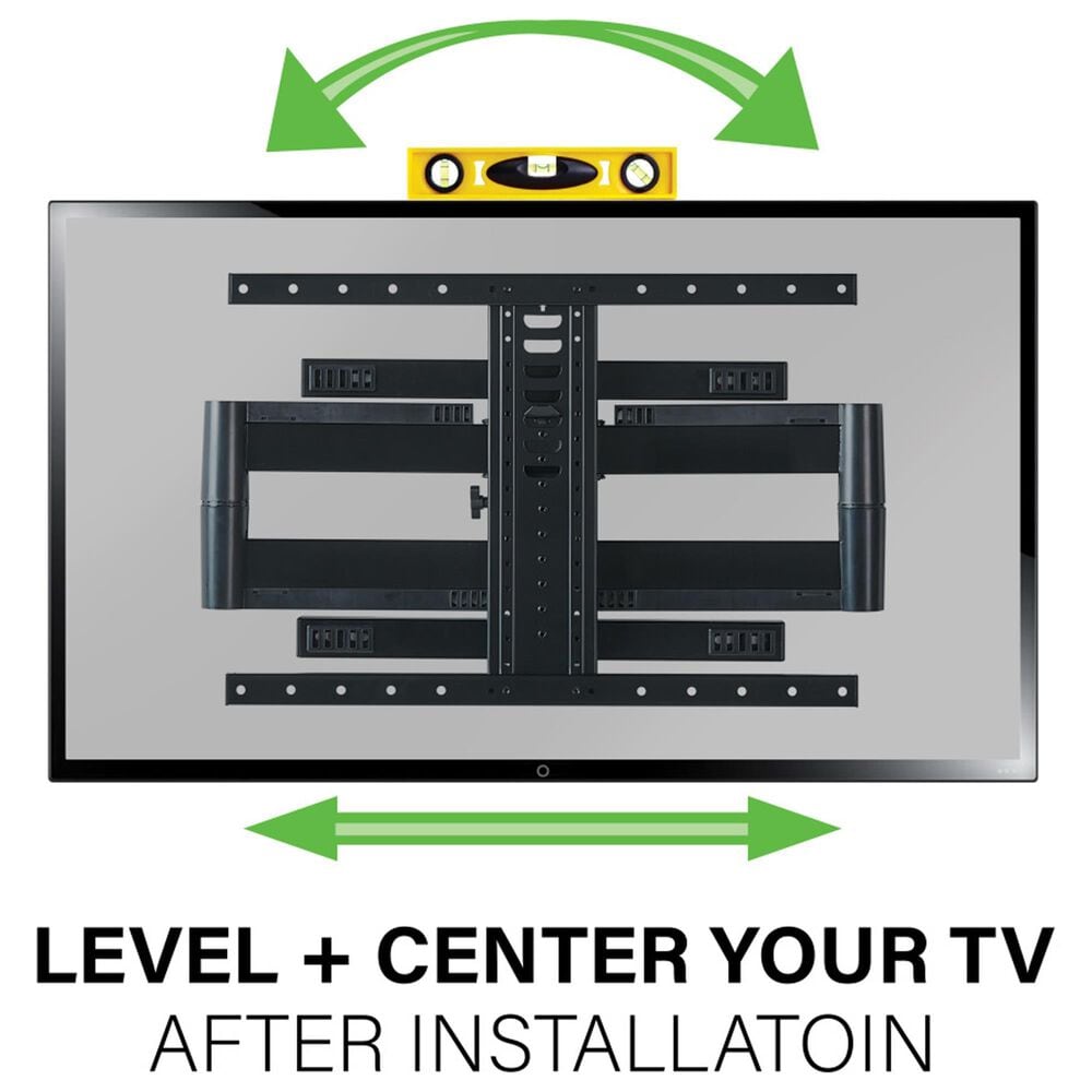Sanus Full-Motion Wall Mount for 42" - 90" TVs with 6' HDMI Cable and 4-Outlet Surge Protector Power Strip in Black, , large