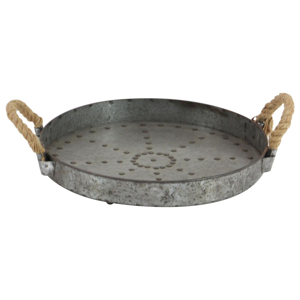 Maple and Jade Metal Tray in Grey, , large