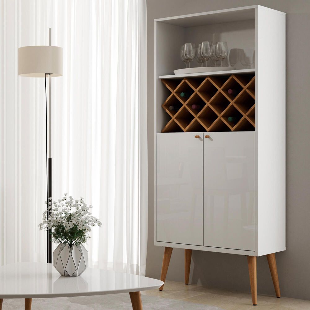Dayton Utopia 10-Bottle Wine Rack China Storage Closet in White Gloss and Maple Cream, , large