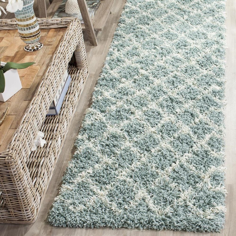 Safavieh Dallas Shag SGD258C-212 2"3" x 12" Seafoam/Ivory Runner, , large
