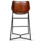 Home Trends & Design Counter Stool with Chocolate Top Grain Leather Seat and Black Metal Frame, , large