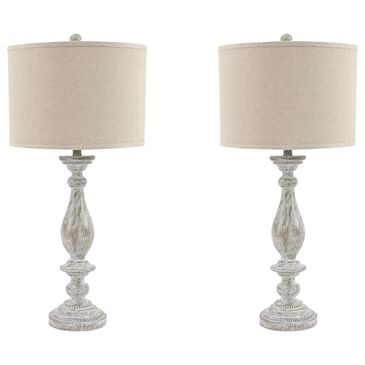 Signature Design by Ashley Bernadate Poly Table Lamp In Whitewash (Set Of 2), , large