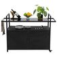 Hearth and Haven Patio Bar Cart with Glass Top and Storage Cabinet in Black, , large